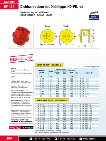 CAPTOP EP 434 Dichtschrauben mit Dichtlippe, HD-PE, rot ✓ kostenlose Muster  ✓ sofort lieferbar ✓ vom Hersteller